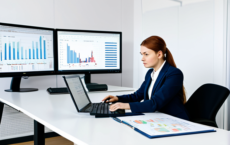**

A skilled data analyst, fully clothed in professional attire, sits at a clean desk in a brightly lit, modern office space in Moscow. She is reviewing complex datasets displayed on multiple monitors. The scene includes charts and graphs with Cyrillic labels, suggesting a report on regional economic trends. Safe for work, appropriate content, perfect anatomy, correct proportions, professional environment, modest clothing.

**