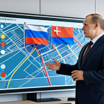 **

"A regional government official in a modest business suit, presenting a digital plan for city development on a holographic screen, fully clothed, appropriate attire, modern office setting with Russian flags, safe for work, perfect anatomy, natural proportions, professional presentation, high quality, family-friendly."

**