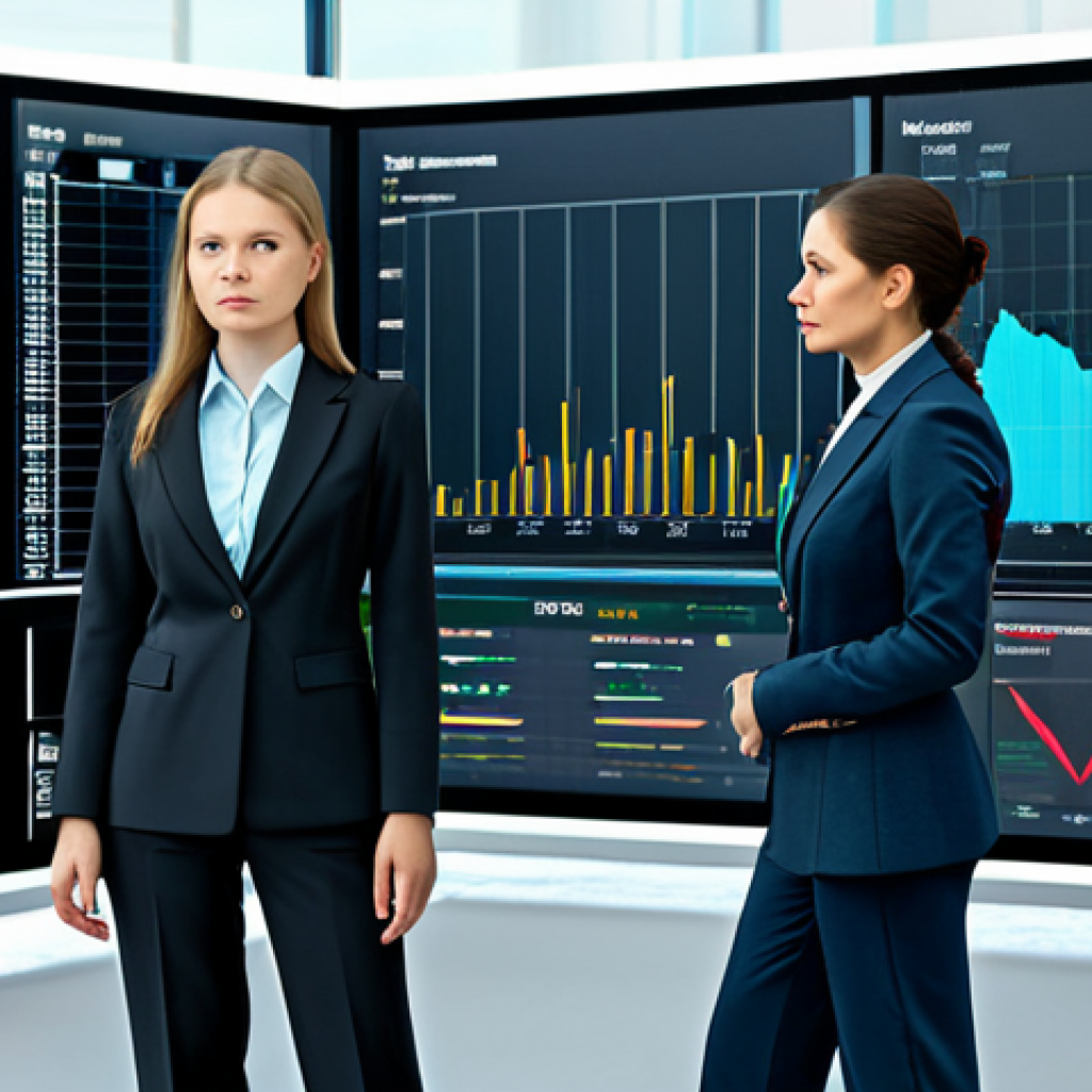 **

A professional female economist in a modest blazer and dress pants, standing in front of a data visualization dashboard displaying economic trends in Moscow. Fully clothed, appropriate attire, safe for work, perfect anatomy, natural proportions, professional, high-quality rendering, modern office setting, serious expression.

**