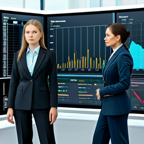 Home 22 **
A professional female economist in a modest blazer and dress pants, standing in front of a data visualization dashboard displaying economic trends in Moscow. Fully clothed, appropriate attire, safe for work, perfect anatomy, natural proportions, professional, high-quality rendering, modern office setting, serious expression.
**