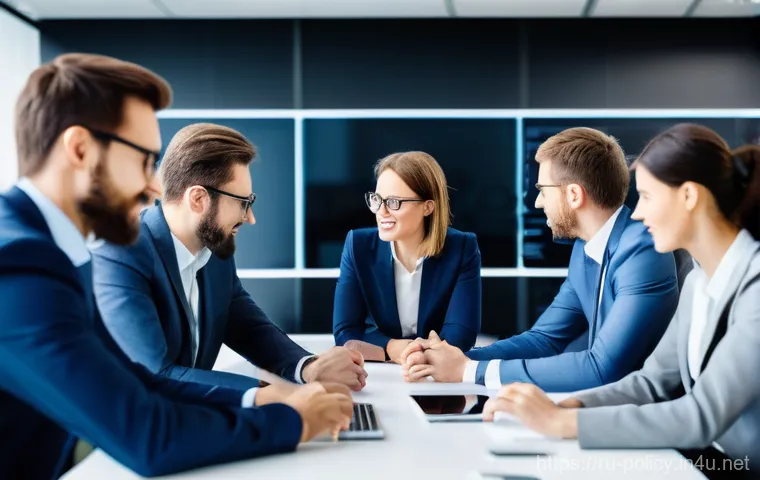 정책분석사와 조직 내 협업 사례 - "A diverse team of male and female professionals, including data analysts, strategists, and project ...