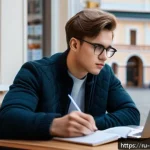 Home 21 정책분석사 시험 장단점 비교 - A focused young adult male student sitting at a cozy café table with a laptop, textbooks, and notes ...