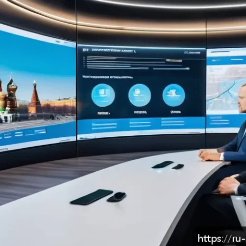 Home 31 정책분석사와 공공정책과 관련된 트렌드 분석 - A modern government office with diverse Russian officials and citizens interacting through advanced ...