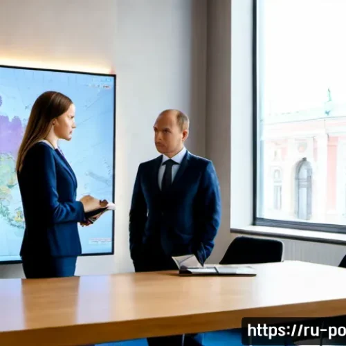정책분석사와 직무 성과와 성공 사례 연구와 경력 개발 - Photorealistic Russian policy analyst presenting a successful urban public-transport reform case to ...